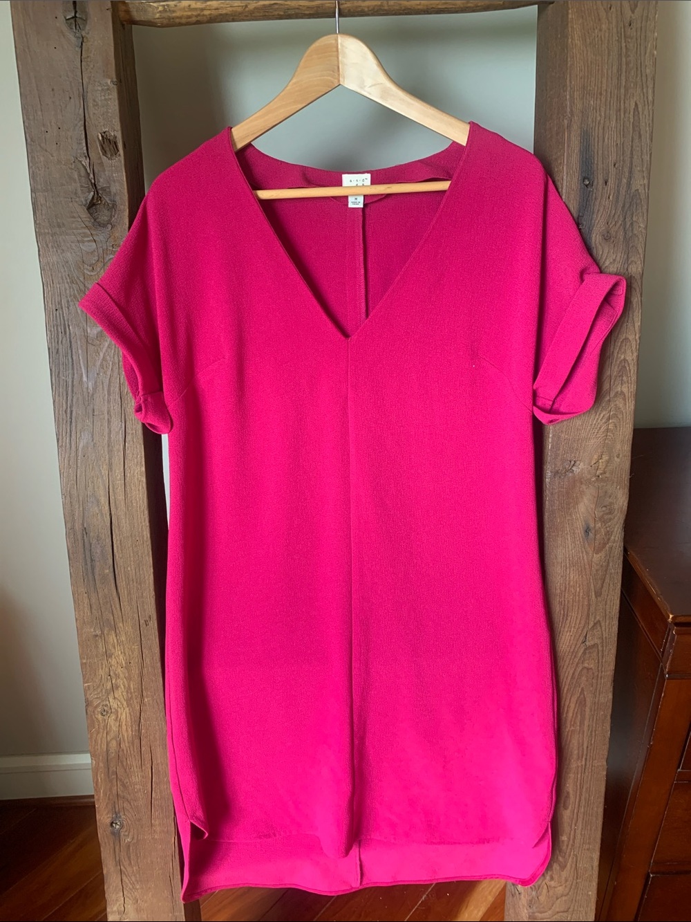 Vibrant Fuchsia Women’s V-Neck Shift Dress